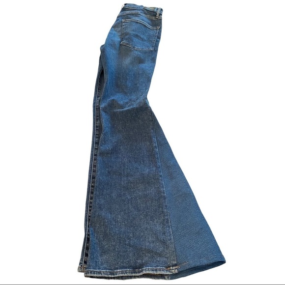 Reworked Bell Bottom High Rise Wide Leg Flare Stretch Distressed Jeans TALL - Picture 3 of 8
